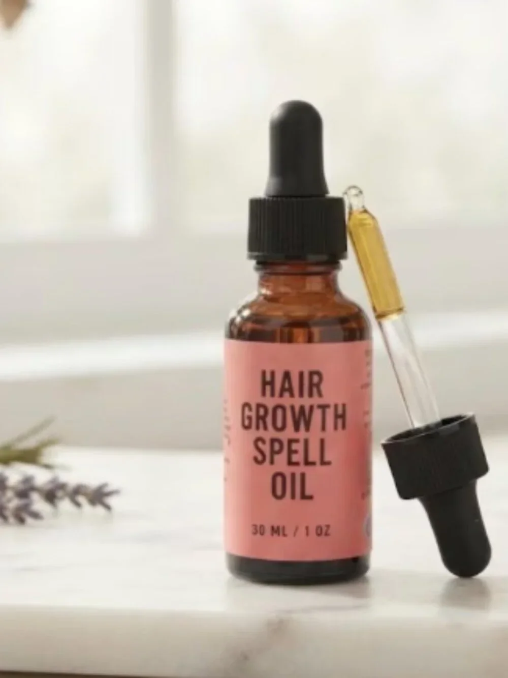 Hair Growth Spell Oil, Organic Root Stimulator, Clear Quartz Infused (30 ml)